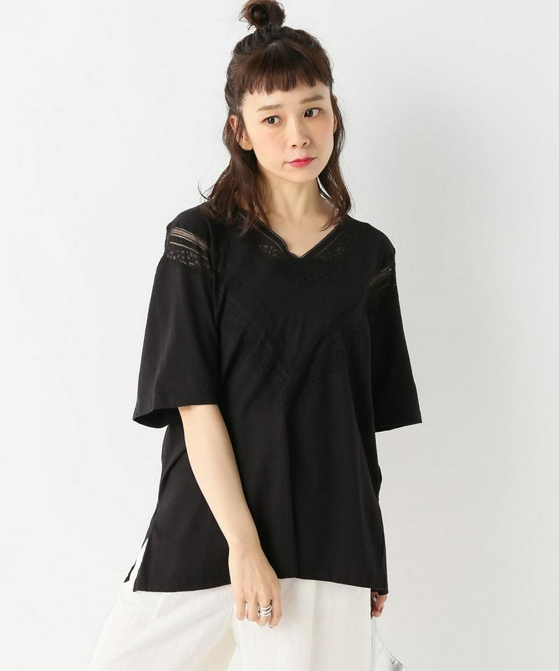 レースドッキングジャージプルオーバー