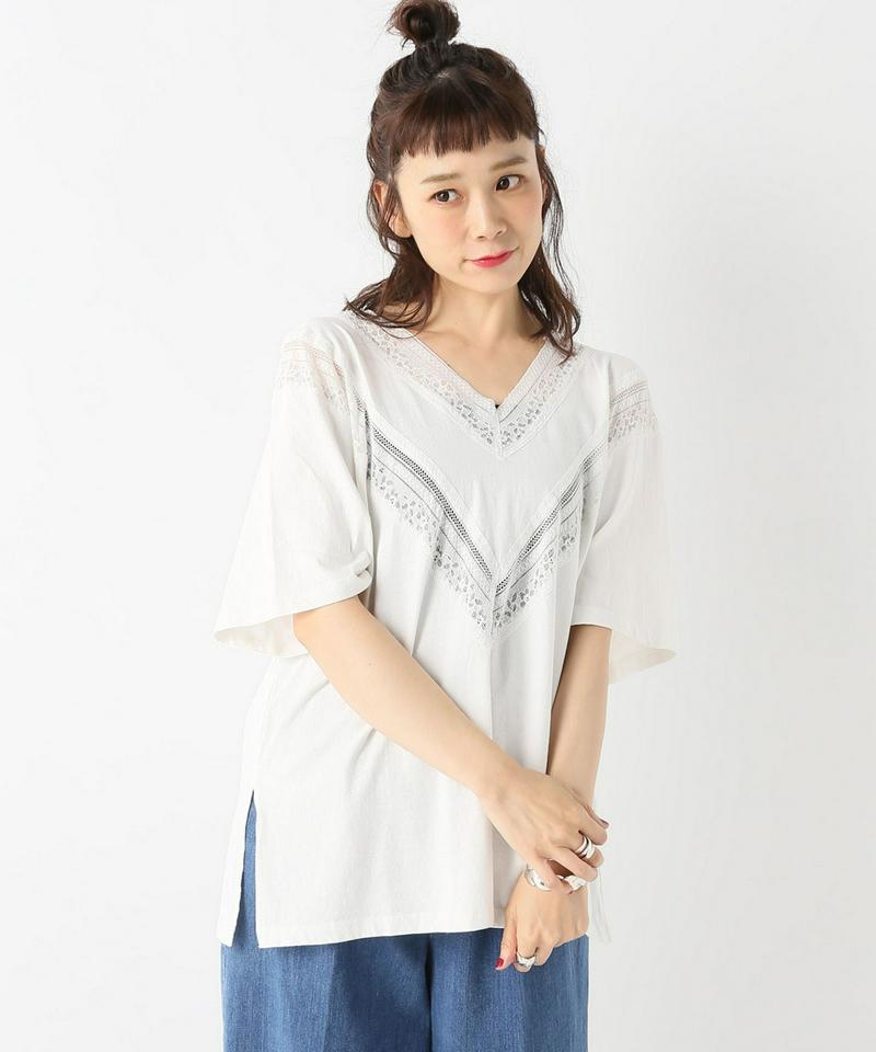 レースドッキングジャージプルオーバー