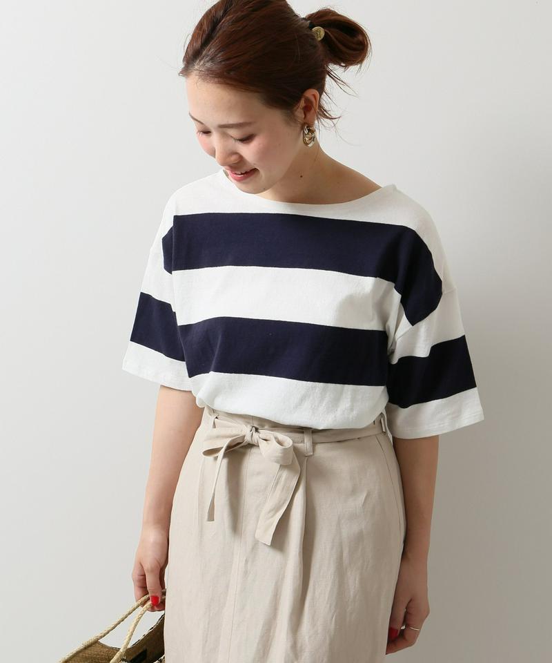 18/-リサイクルコットン ボーダーTシャツ◆