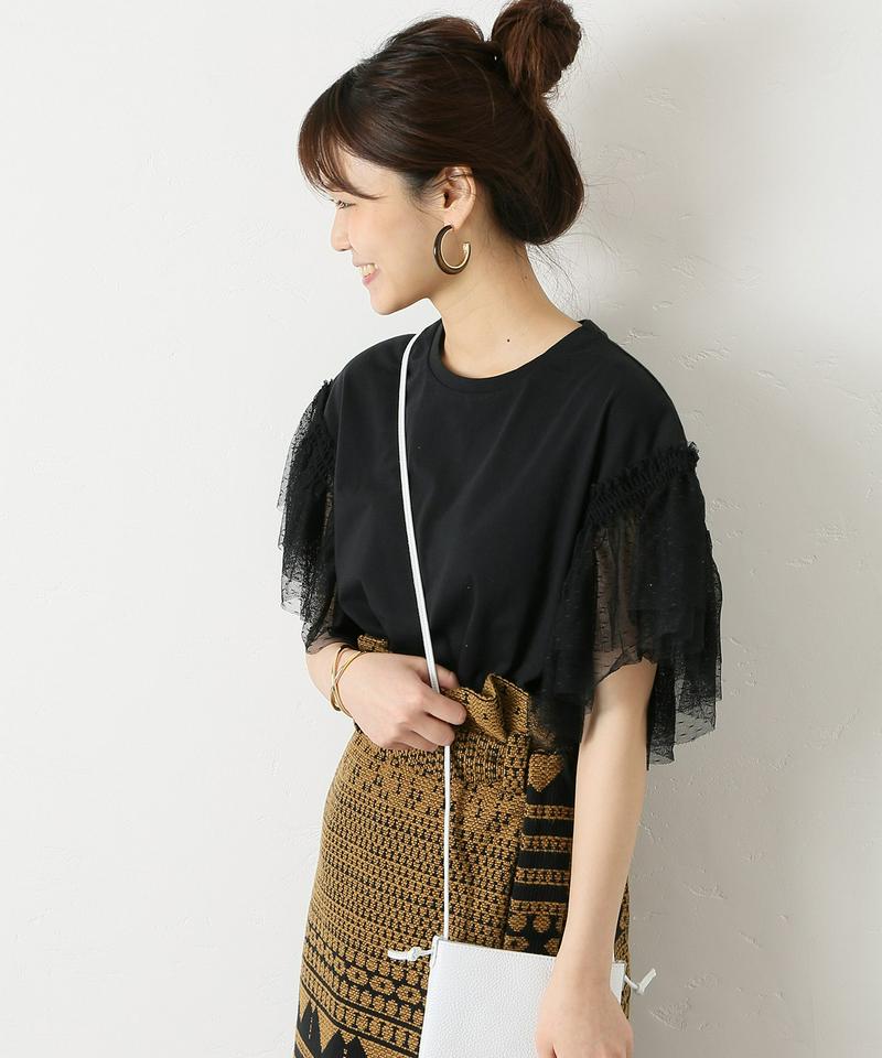 ドットチュールスリーブTシャツ◆