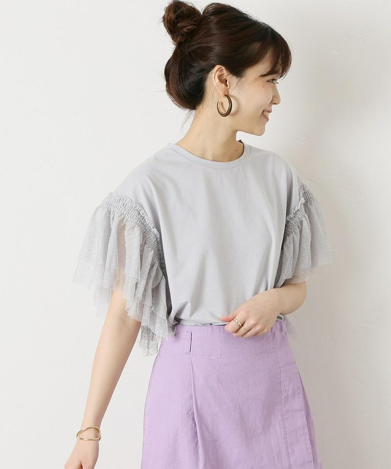 ドットチュールスリーブTシャツ◆