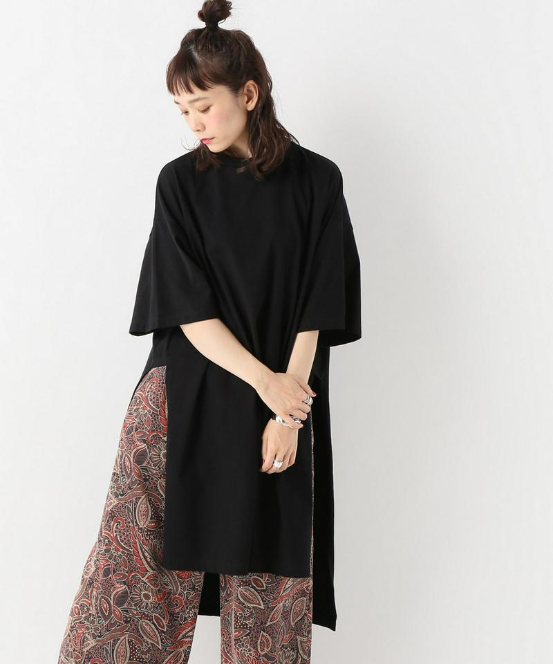 《追加》クリアジャージー クルーネックスリットチュニックプルオーバー