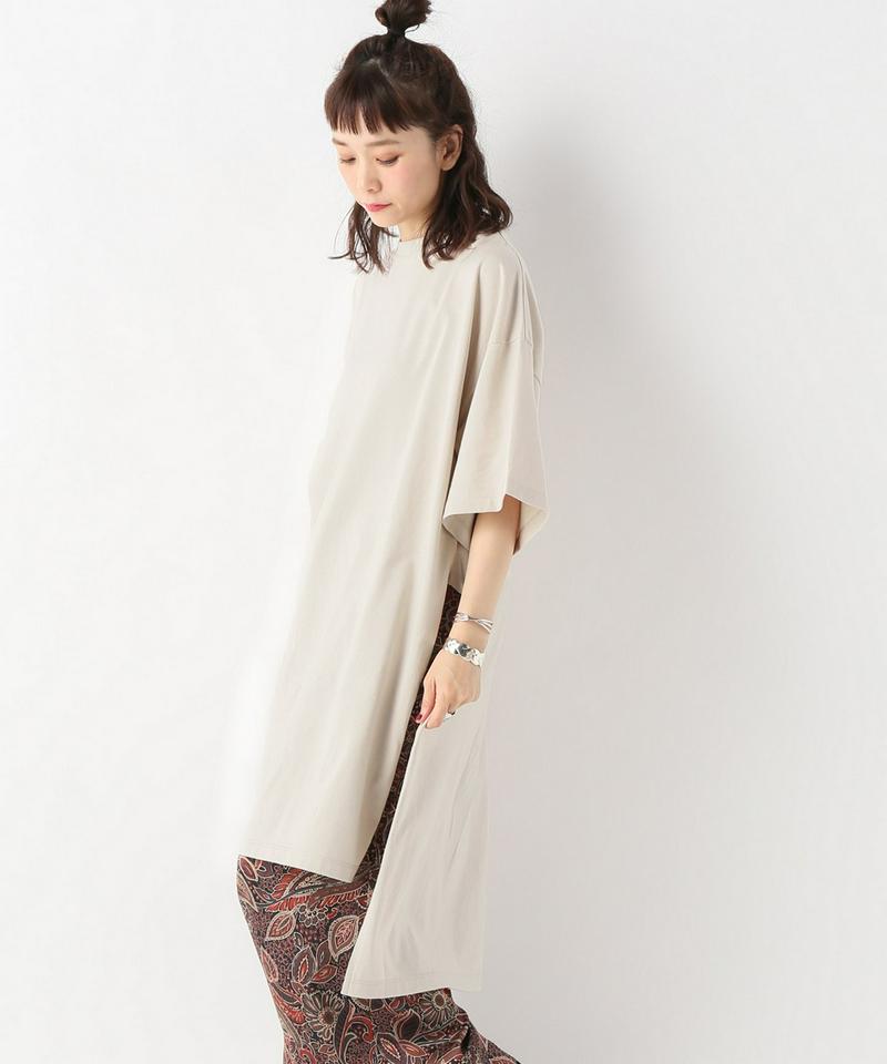 《追加》クリアジャージー クルーネックスリットチュニックプルオーバー