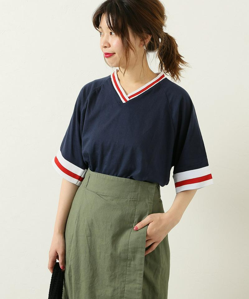 【VKM/Venus Knitting Mills】SPORTSWEAR BASEBALL JERSEY:ＶネックＴシャツ◆