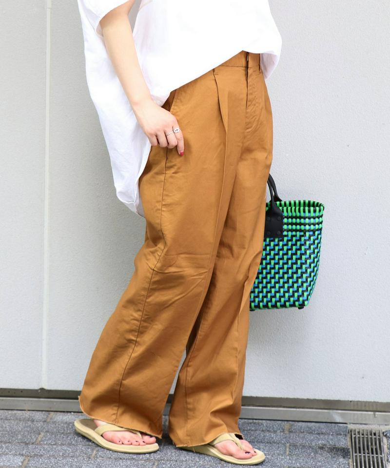 ストレッチサージ ワイドスラックスパンツ◆