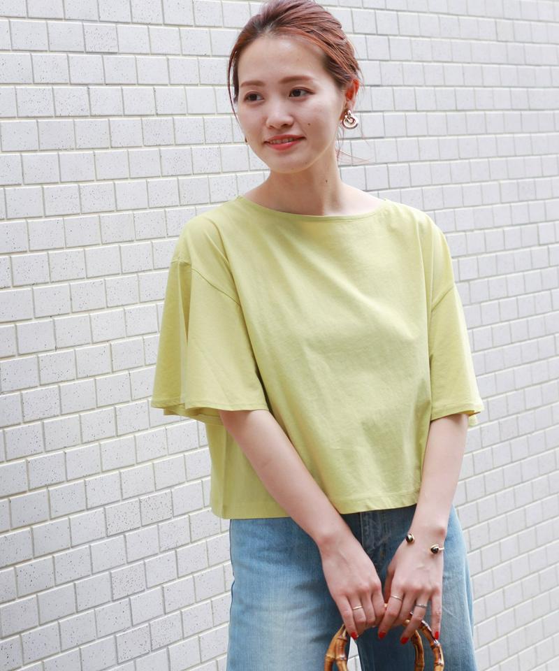コットン ラッフルスリーブ Tシャツ◆