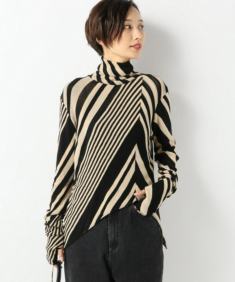 【RITO/リト】STRIPED SWICH HIGH NECK GEO トップス