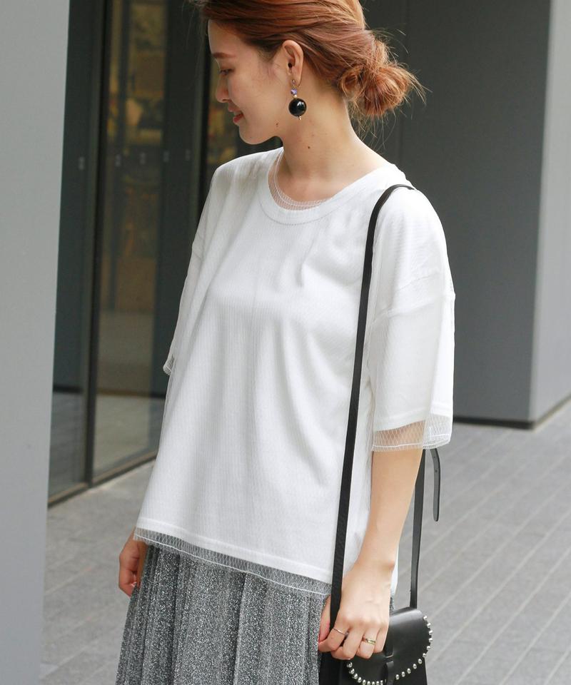 メッシュレーヤードピグメントTシャツ◆