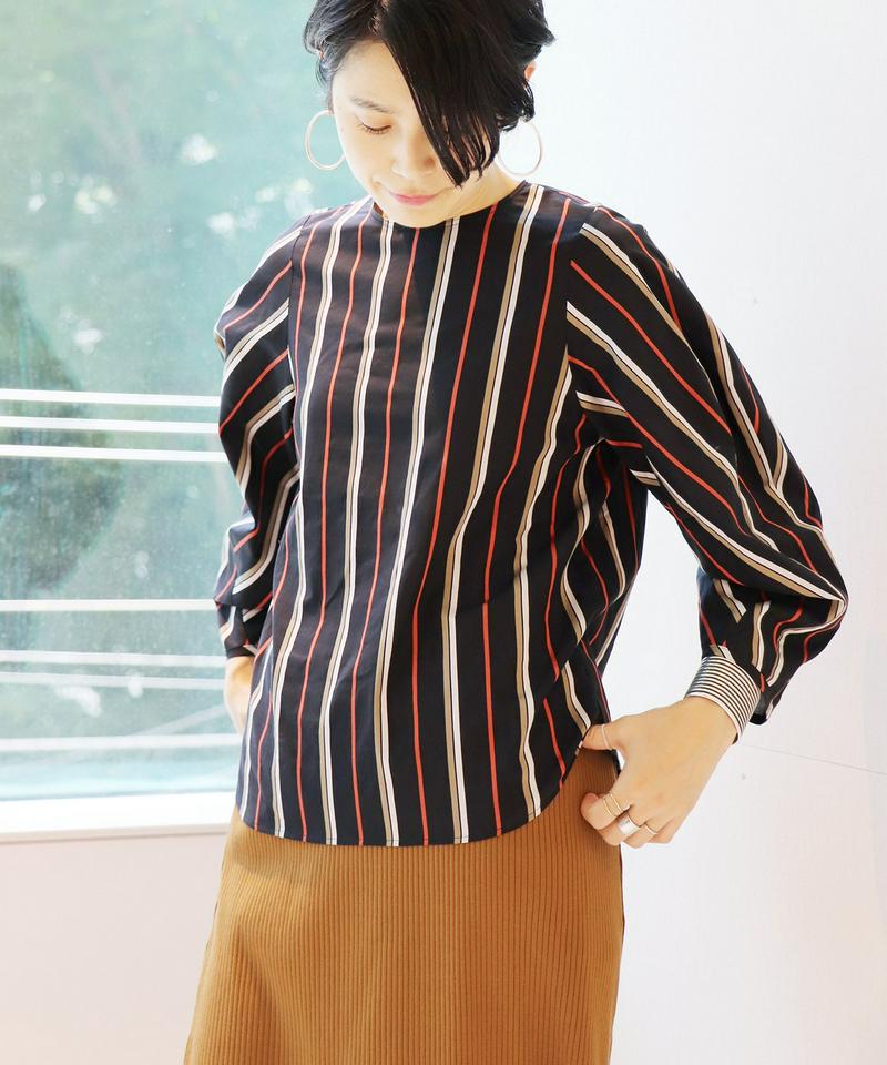 【NEU】レジメンストライプ アーチシャツブラウス◆