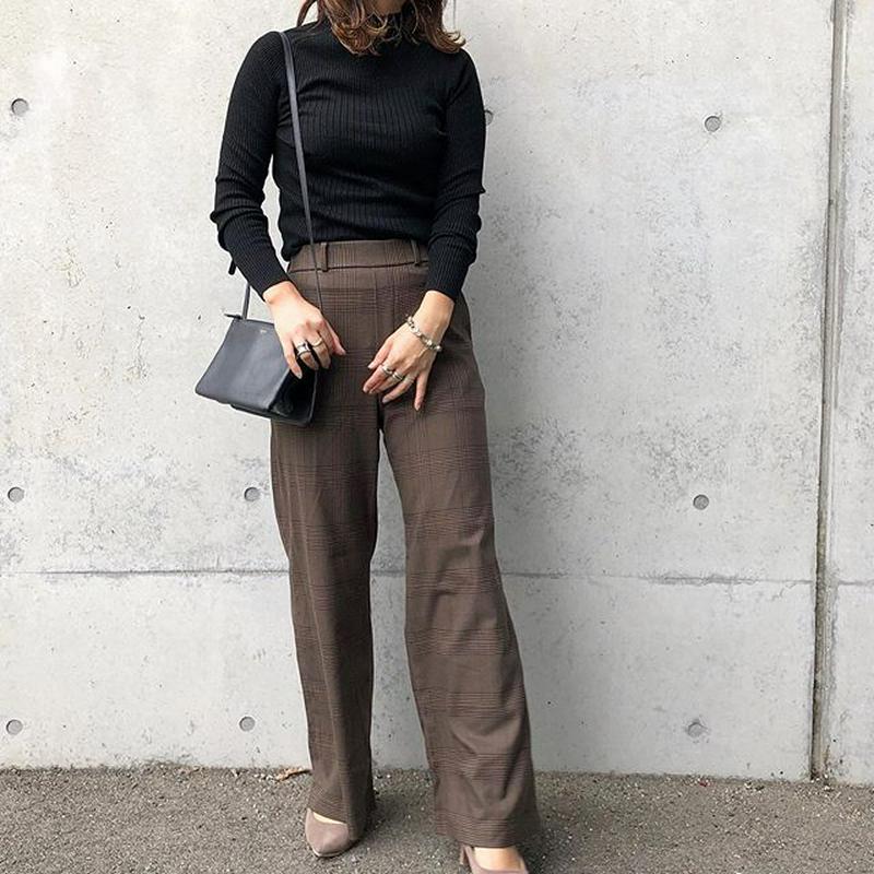 Hichan04 Uniqlo ユニクロ の ワイドストレートパンツ ウールライク 丈長め73 75cm をあわせたコーディネート Parte