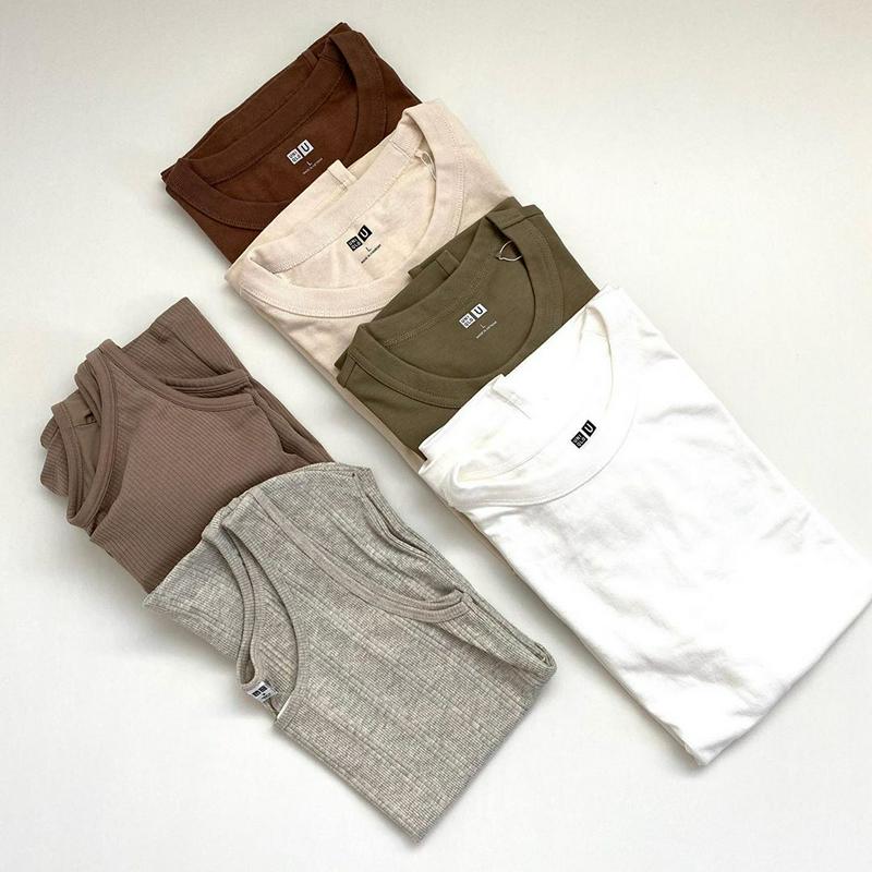 UNIQLO(ユニクロ)の「ランダムリブタンクトップ」をあわせたコーディネートです