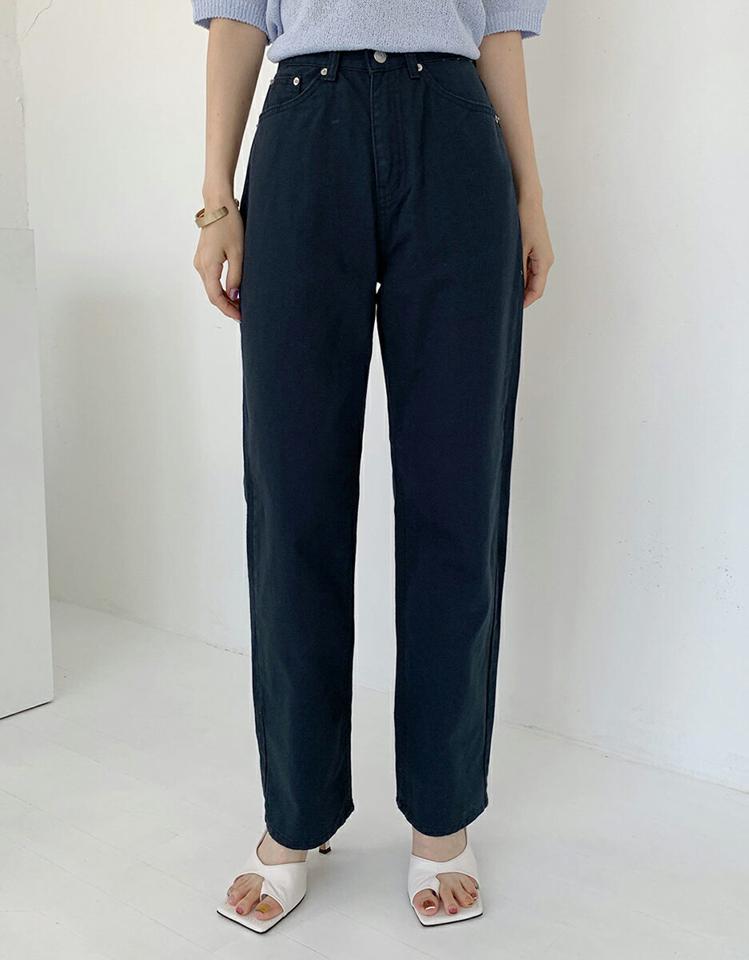 【10%OFF】コットンストレートパンツ・t72767 レディース 【pt】パンツ ロング丈 単色 無地 シンプル ベーシック コットン 綿 ストレート ハイウエスト ワイド ベルトループ 春 夏 カジュアル かわいい 可愛い 紺 ネイビー 韓国ファッション ハイホリHIHOLLI セール SALE