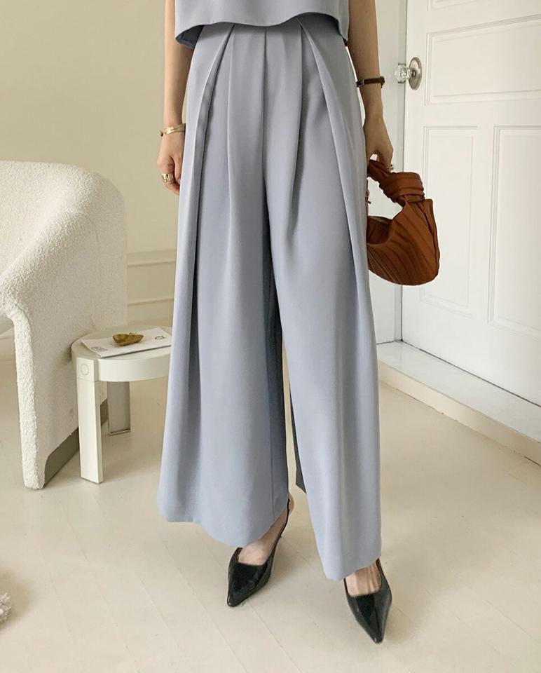 【10%OFF】タックスラックス・b72766 レディース 【pt】スラックス パンツ ロング丈 単色 無地 シンプル ベーシック タック 体型カバー ハイウエスト ワイド フレア 脚長 春 夏 スタイリッシュ 大人 白 ホワイト かわいい 韓国ファッション ハイホリHIHOLLI セール SALE