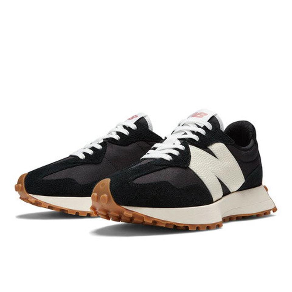 ニューバランス（new balance）（レディース）スニーカー 黒 327 ブラック WS327BL B ビッグロゴ スエード クラシカル 厚底 普段使い 通勤 通学 おしゃれ
