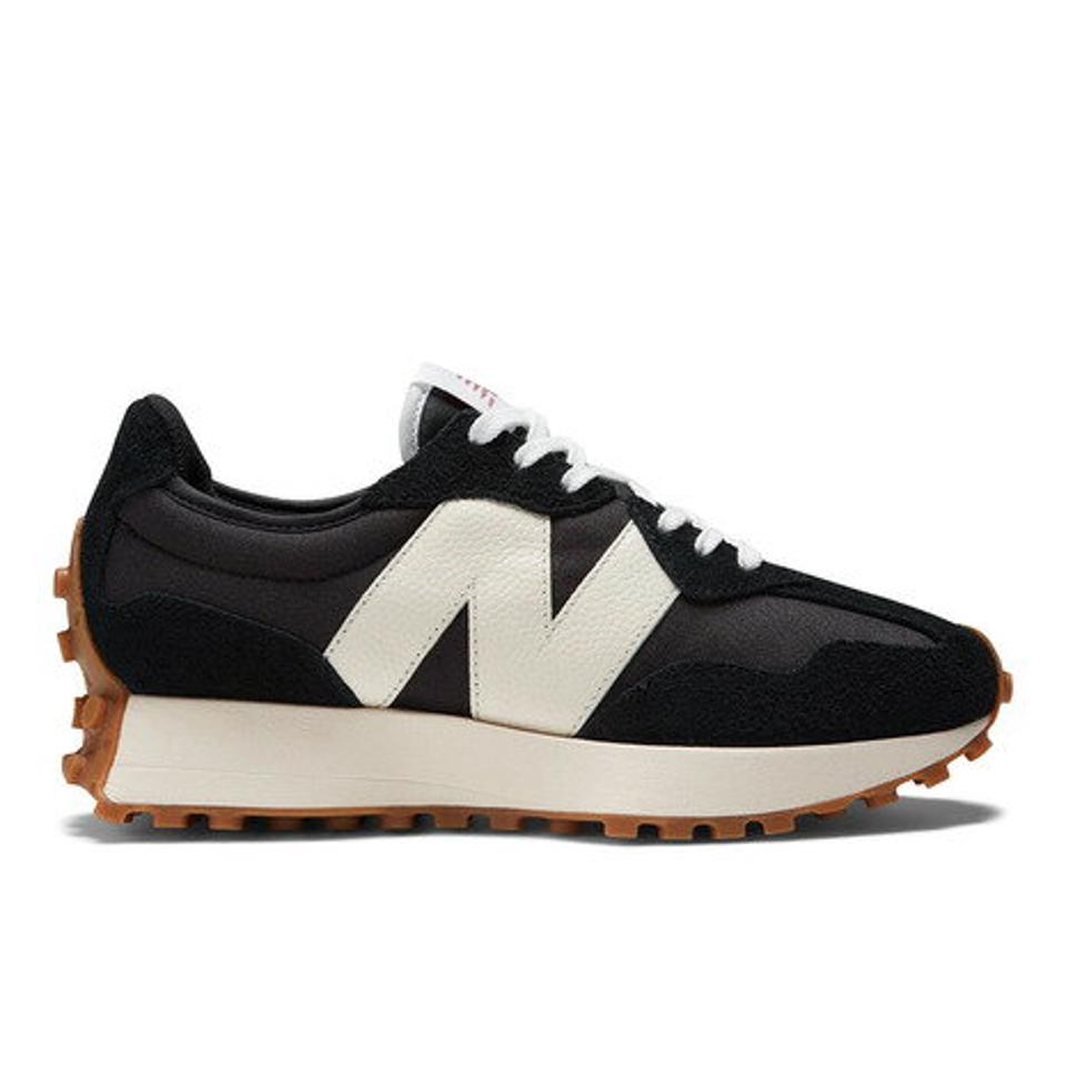 ニューバランス（new balance）（レディース）スニーカー 黒 327 ブラック WS327BL B ビッグロゴ スエード クラシカル 厚底 普段使い 通勤 通学 おしゃれ