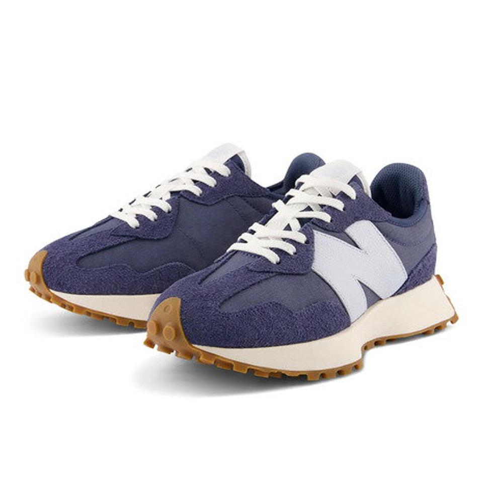 ニューバランス（new balance）（レディース）スニーカー 紺 327 ネイビー WS327BH B ビックロゴ スエード くすみカラー おしゃれ 厚底 通勤 通学