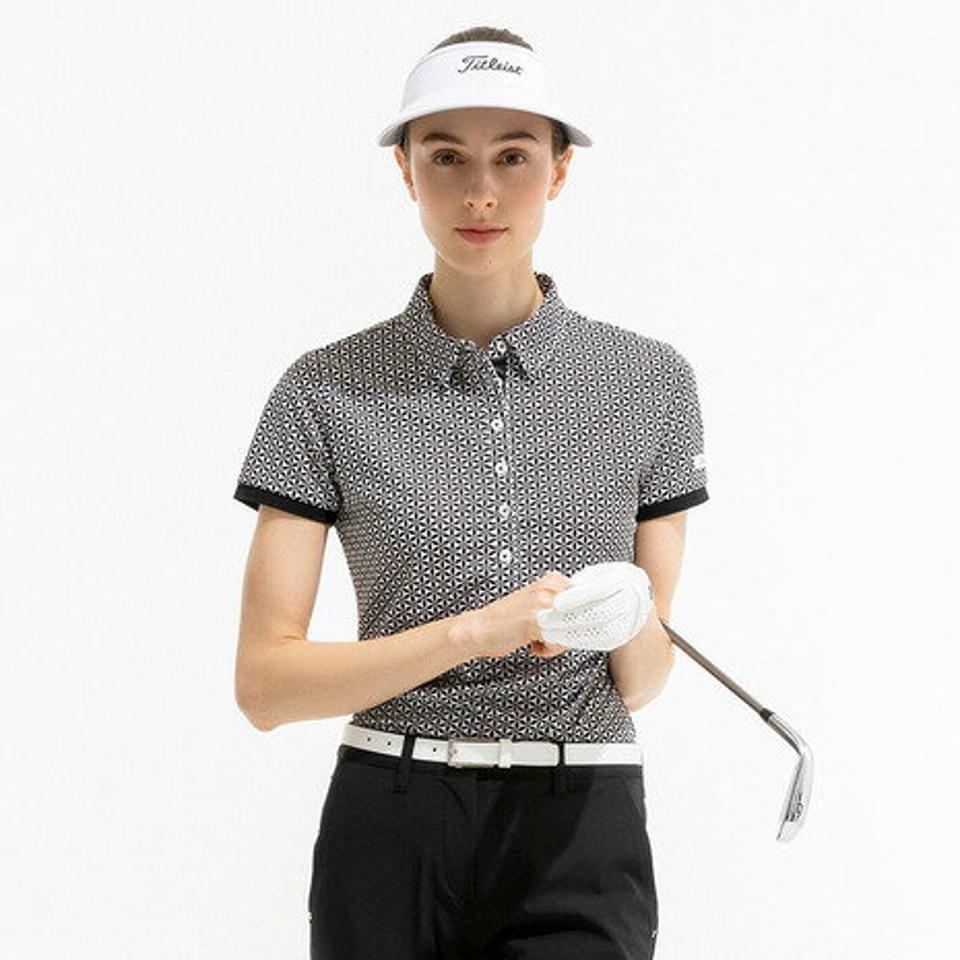 タイトリスト(TITLEIST) ゴルフウェア 吸汗速乾 UVカット フラワープリント 半袖ポロシャツ TSWC2207BK (レディース)