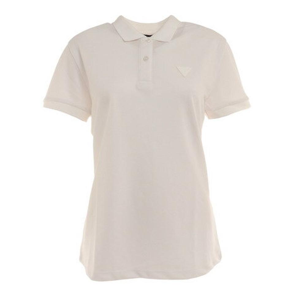 ゲス(GUESS)(レディース)ワンポイントロゴ 半袖ポロシャツ YM2K8470 KWHT