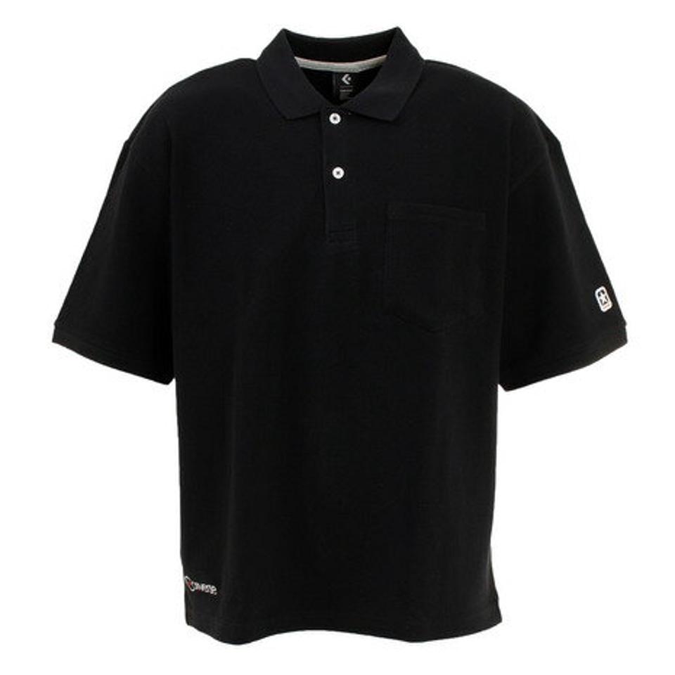 コンバース(CONVERSE) ワンポイント胸ポケット ポロシャツ CA221481-1900 (メンズ、レディース)