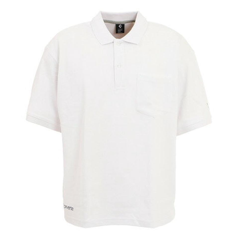 コンバース(CONVERSE) ワンポイント胸ポケット ポロシャツ CA221481-1100 (メンズ、レディース)