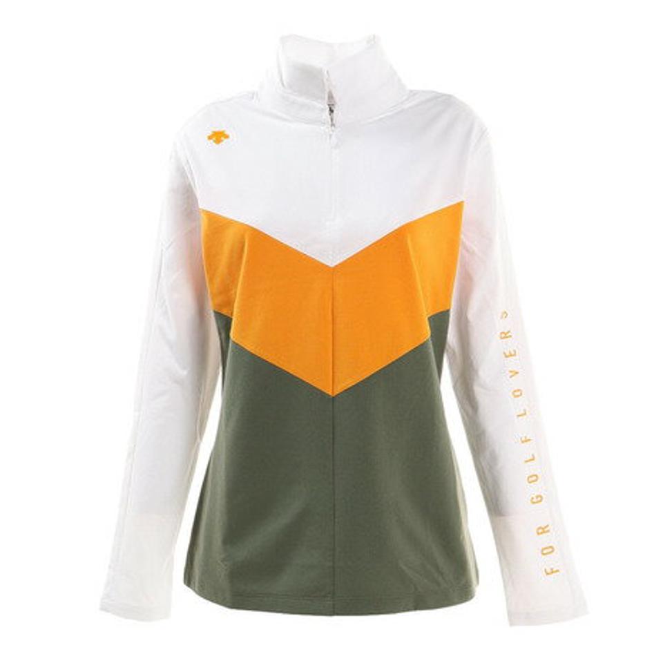 【11/5 24h限定 エントリー&対象4店舗買い回りで最大P10倍!】デサントゴルフ(DESCENTEGOLF)(レディース) ゴルフウェア 長袖 吸汗 速乾 UV UPF50+ ストレッチ 保温 裏起毛切り替えハーフジップシャツ DGWSJB04