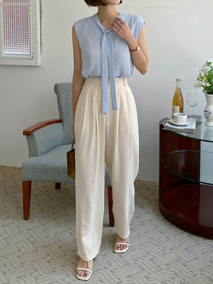 ツータックストレートスラックス・t68290 レディース 【pt】パンツ ズボン スラックス ロングパンツ ストレート タック 単色 無地 シンプル 大人 ナチュラル ハイウエスト フルレングス ベルトループ 春 夏 韓国ファッション