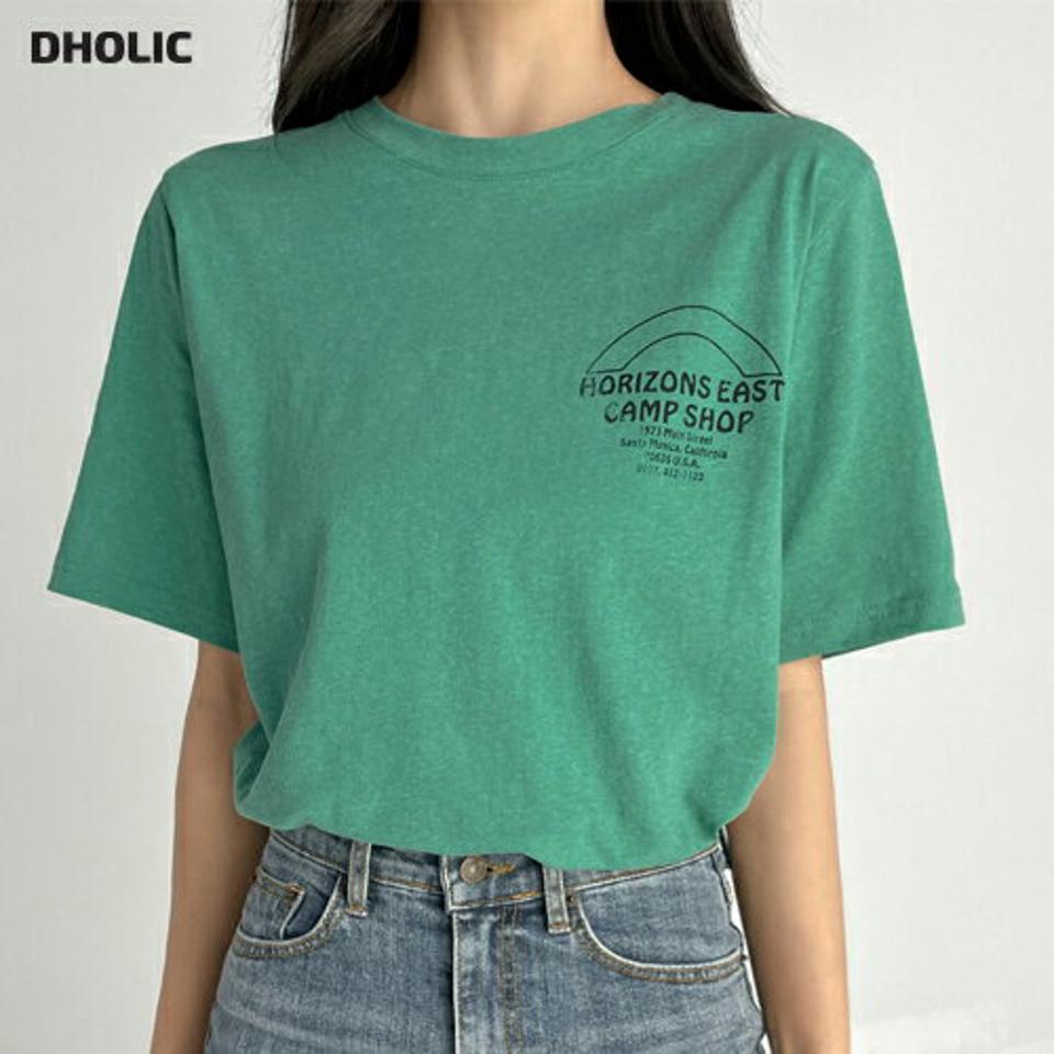 【10%OFF】メランジロゴクロップドTシャツ・t03044 レディース 【tops】トップス Tシャツ 半袖 ハーフスリーブ ロゴ レタリング メランジカラー ロゴT ラウンドネック カジュアル シンプル 緑 夏 韓国ファッション セール SALE