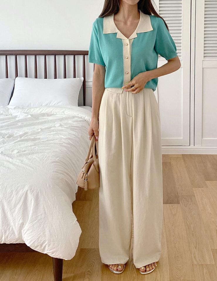 ステッチスラックス・t00192 レディース 【pt】パンツ ズボン スラックス ステッチ ロングパンツ ワイド ナイロン シンプル ハイウエスト カジュアル フルレングス 大人 春 夏 韓国ファッション