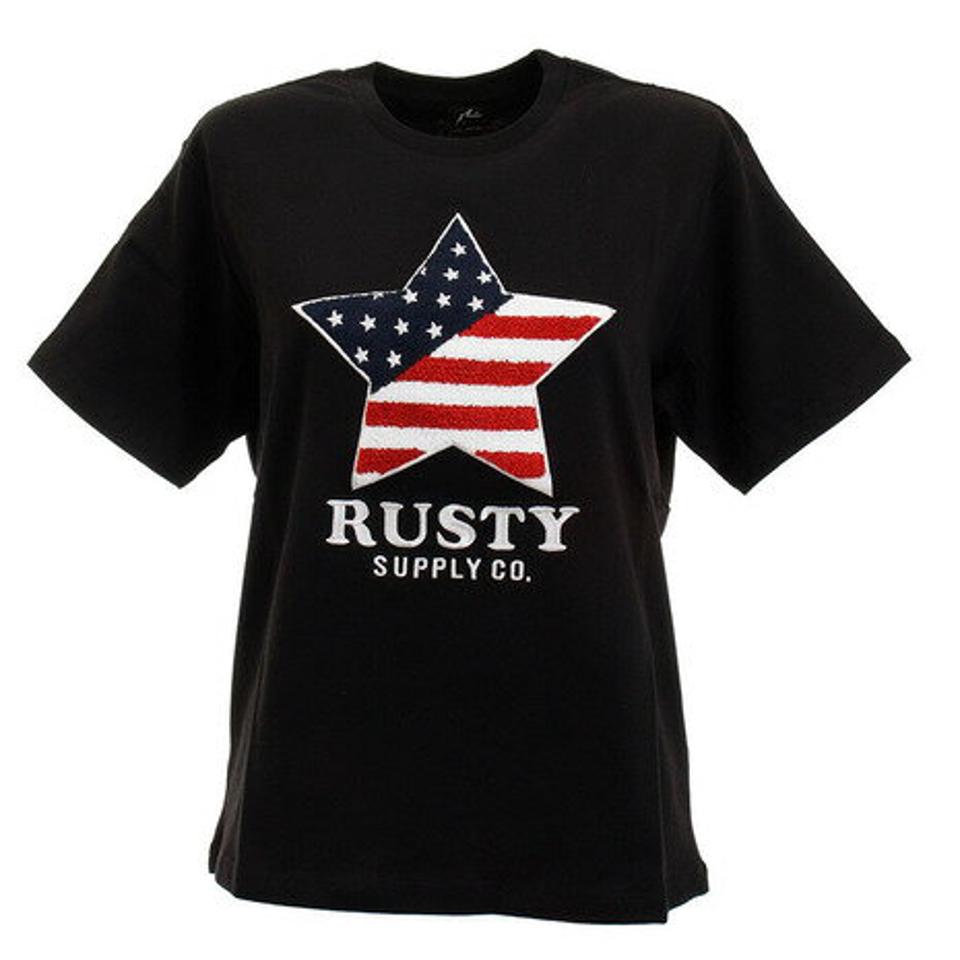ラスティ（RUSTY） Tシャツ レディース 半袖 星柄相良刺繍 920513BLK オンライン価格 （レディース）