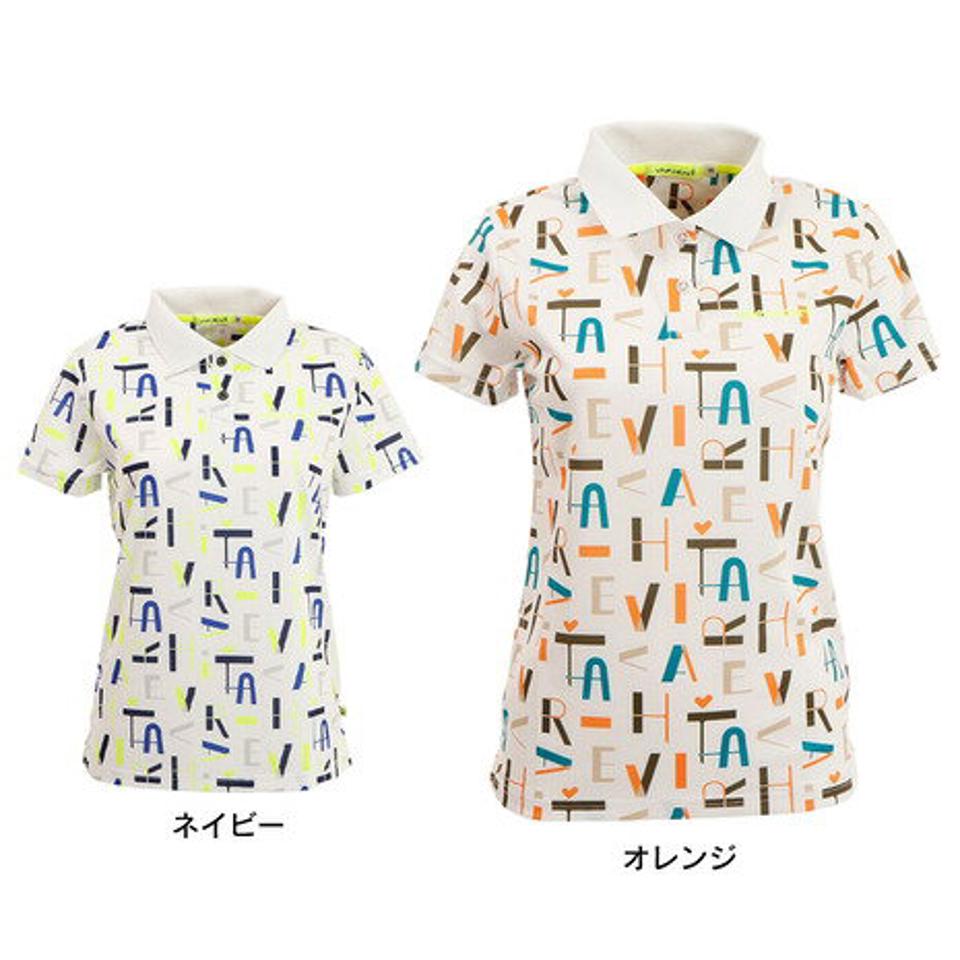 ビバハート(VIVA HEART) ゴルフウェア 吸汗速乾 ドライ 快適♪ テクスチャード タイポプリント 半袖ポロシャツ 012-26340 (レディース)