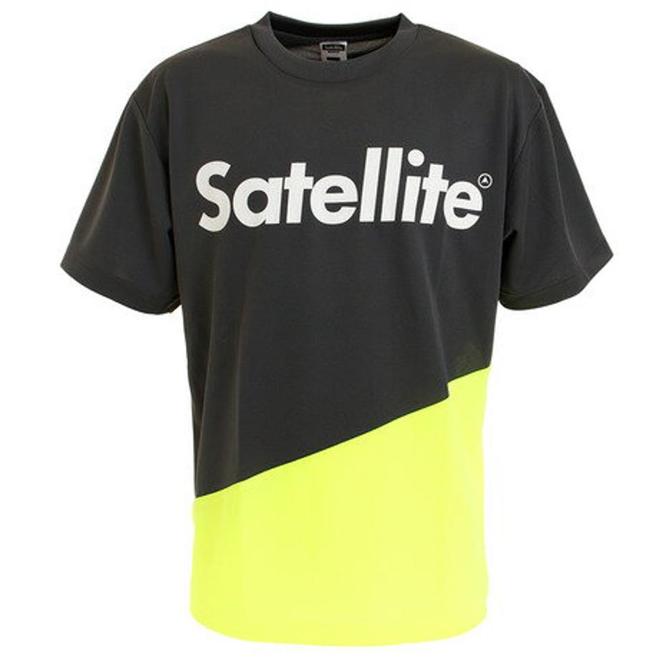 サテライト（Satellite） バドミントン ウェア Tシャツ 半袖 2トーン ドライ STS2D GRAY/YELLOW （メンズ）