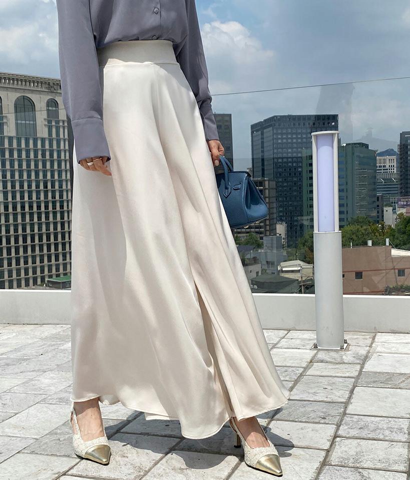 バックゴムフレアパンツ・b00958 レディース 【pt】パンツ ロング丈 フレア スカート風 ウエストゴム 楽ちん ゆったり 体型カバー 揺れ感 パステル パンツ ハイウエスト ワイド 春 夏 フェミニン ピンク 大人 韓国ファッション ハイホリHIHOLLI
