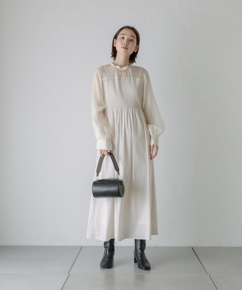 [mline]シャーリングシアーワンピース