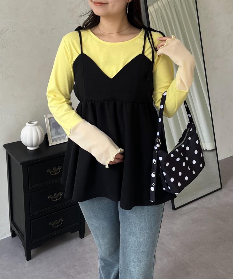 【累計販売数6万枚突破！】袖シアー切替トップス