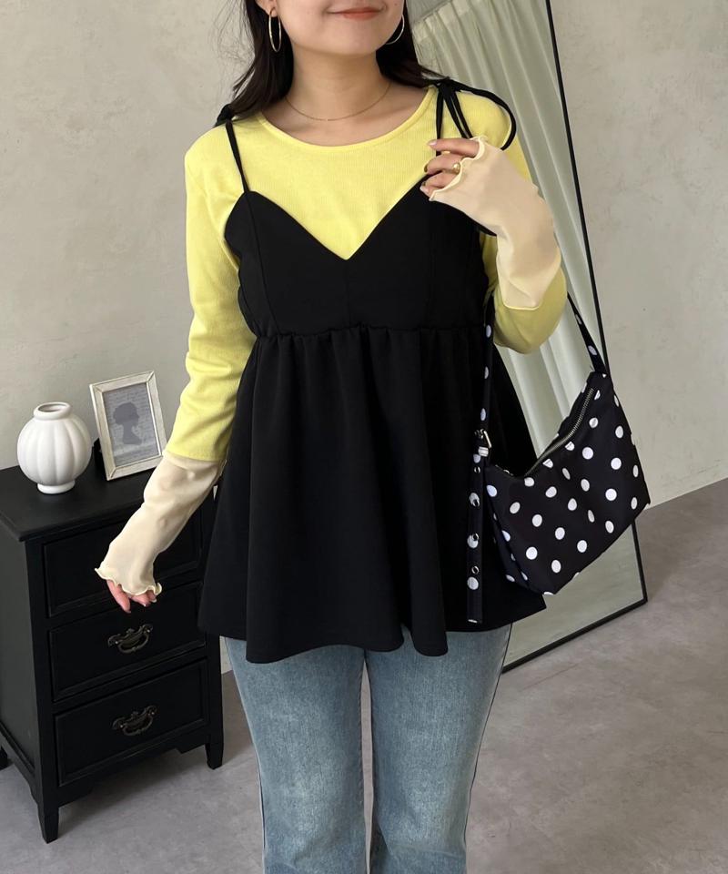 【累計販売数6万枚突破！】袖シアー切替トップス