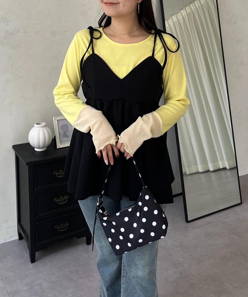 【累計販売数6万枚突破！】袖シアー切替トップス