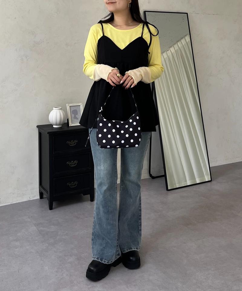 【累計販売数6万枚突破！】袖シアー切替トップス