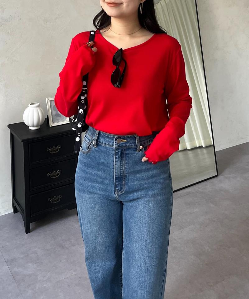 【累計販売数6万枚突破！】袖シアー切替トップス