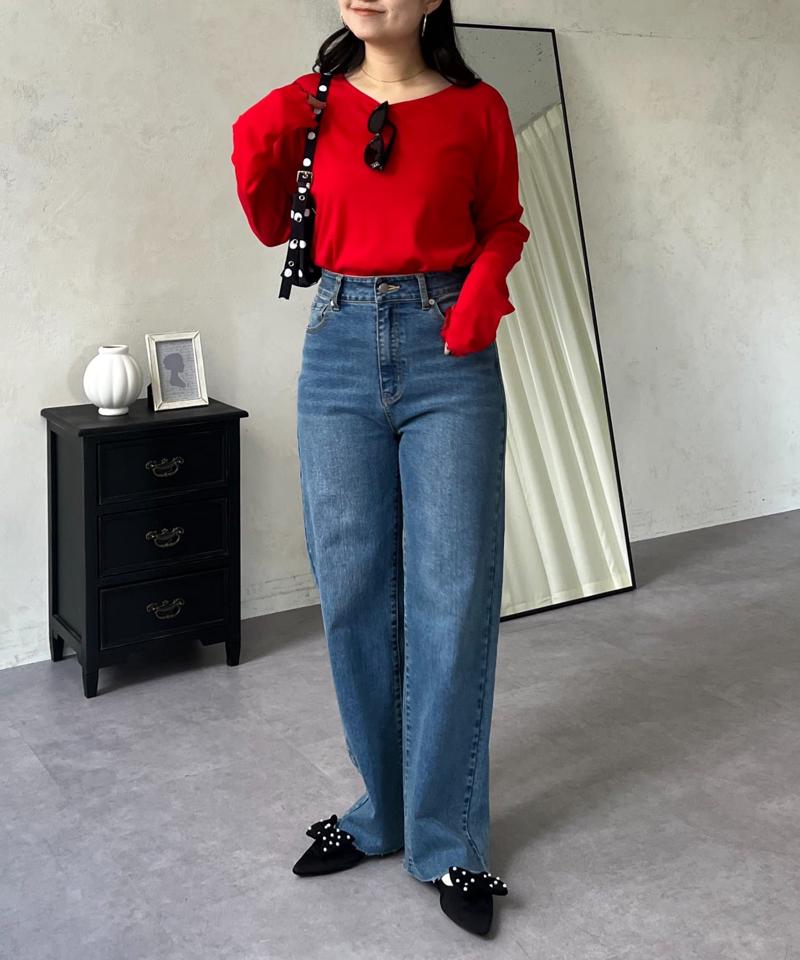 【累計販売数6万枚突破！】袖シアー切替トップス