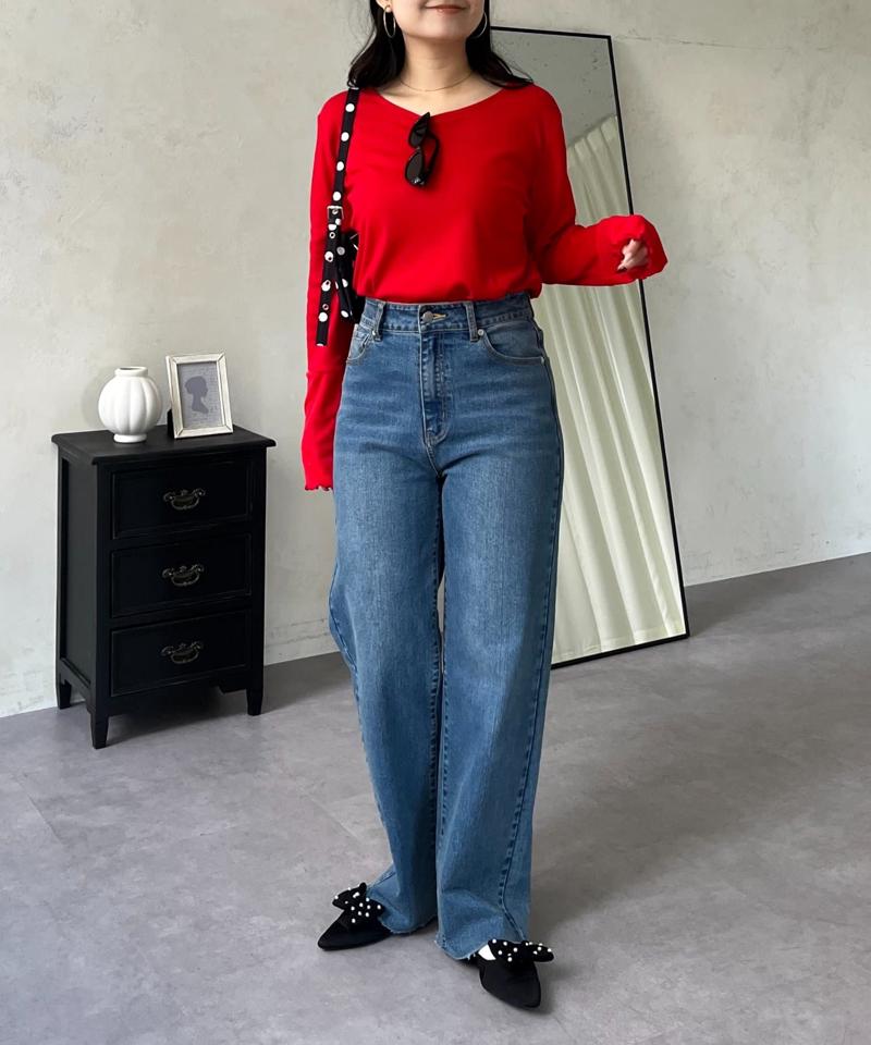 【累計販売数6万枚突破！】袖シアー切替トップス