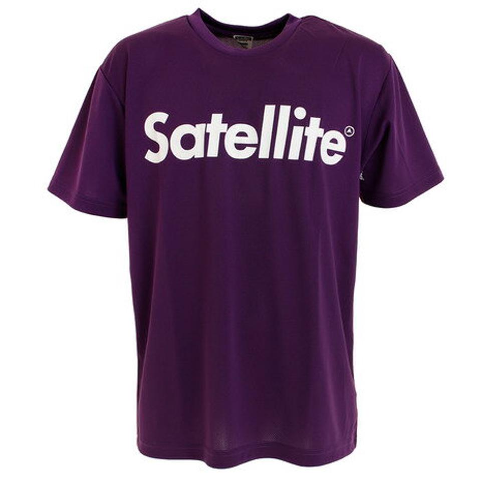 【5点以上で10％OFFクーポン！8/7まで】サテライト（Satellite） バドミントン ウェア Tシャツ 半袖 ドライ ロゴ STSDT PURPLE/WHITE （メンズ）
