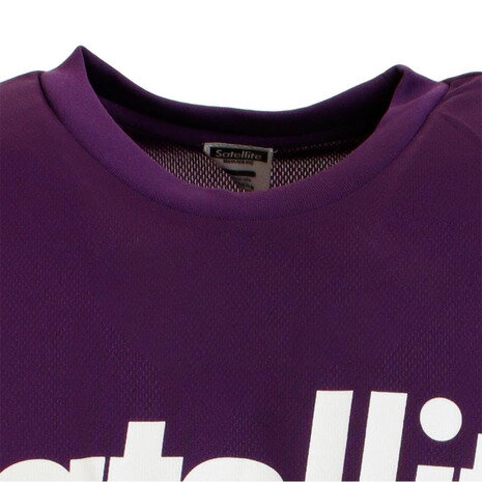 【5点以上で10％OFFクーポン！8/7まで】サテライト（Satellite） バドミントン ウェア Tシャツ 半袖 ドライ ロゴ STSDT PURPLE/WHITE （メンズ）