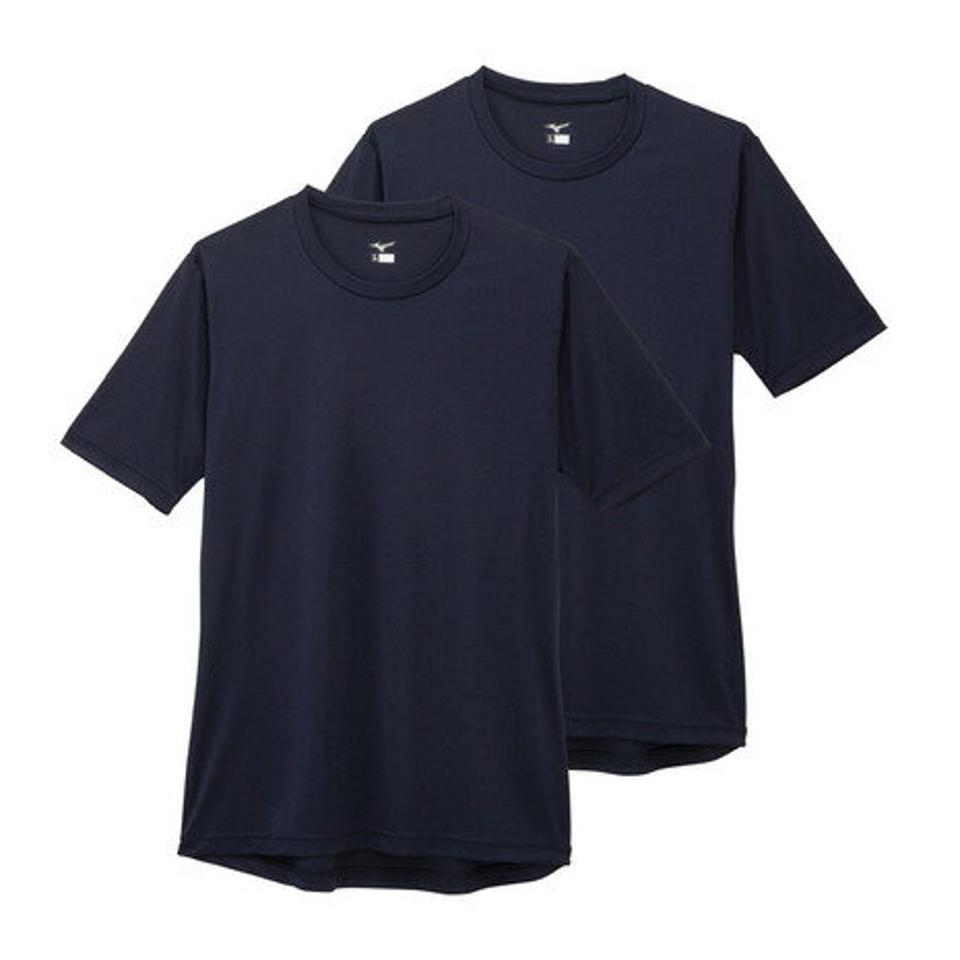 ミズノ(MIZUNO)(メンズ)ローネック 半袖アンダーシャツ 2枚組 12JA0Q0414