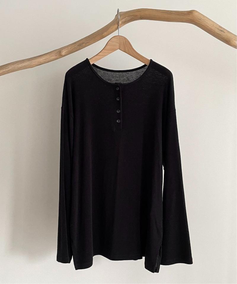 El mar(エルマール) ルーズフィットヘンリーネックロングTシャツ（El mar）