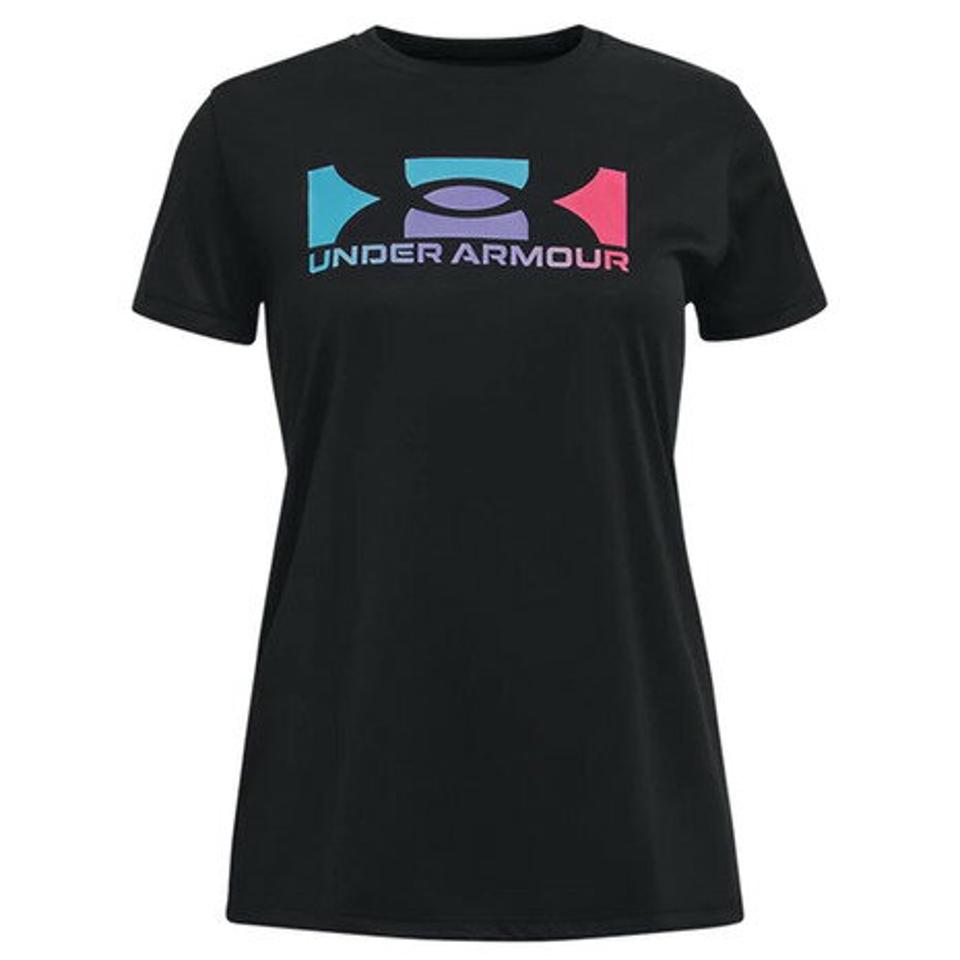 アンダーアーマー（UNDER ARMOUR） ドライ 速乾 ガールズ テック ソリッド スクウェア ビッグロゴ ショートスリーブ Tシャツ 1369897 001 （キッズ）