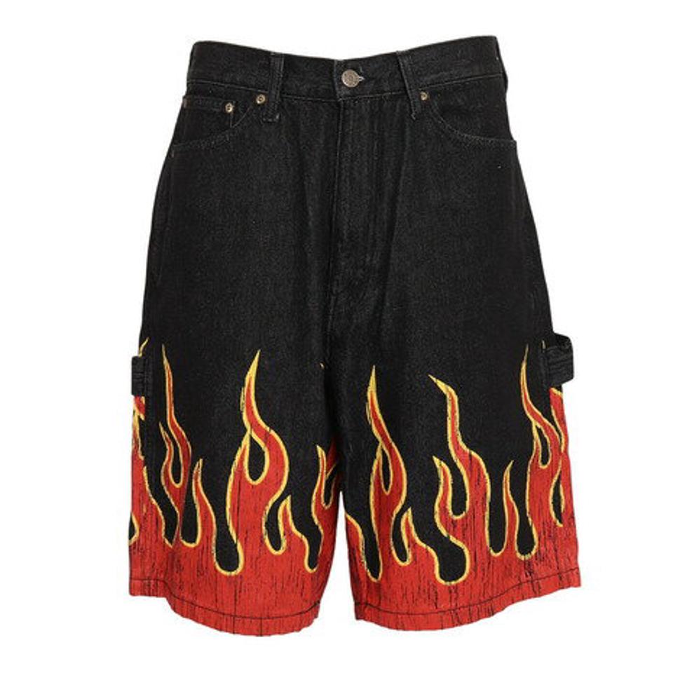 エクストララージ(XLARGE) FLAME DENIM PAINTER SHORT パンツ 101222031013-BLACK (メンズ)