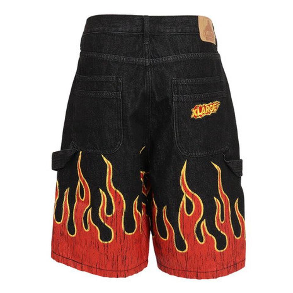 エクストララージ(XLARGE) FLAME DENIM PAINTER SHORT パンツ 101222031013-BLACK (メンズ)