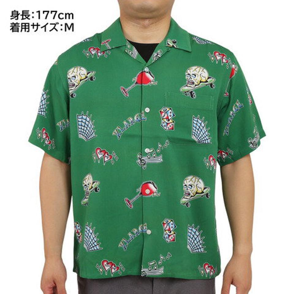 エクストララージ(XLARGE) GOOD TIME PATTERN 半袖シャツ 101222014009-GREEN (メンズ)