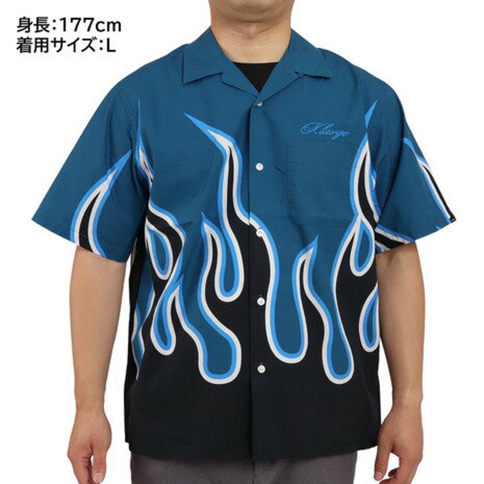 エクストララージ(XLARGE) FLAME 半袖シャツ 101222014005-BLUE (メンズ)