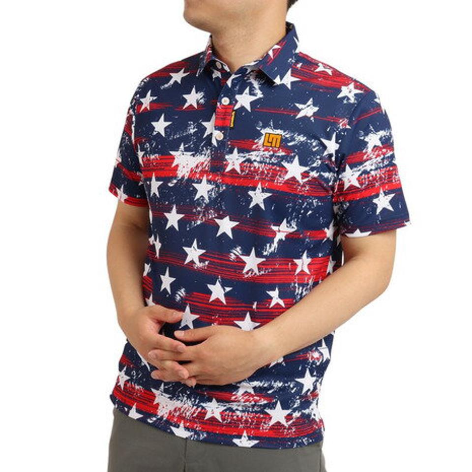 ラウドマウス（LOUDMOUTH） ゴルフウェア 吸汗速乾 UVカット スター 半袖ポロシャツ プリマスロック 762604 -316 （メンズ）